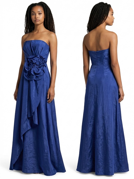 Marchesa Dresses & Skirts - Muse by Marchesa Dress Women Strapless Blue Size 6 Rosette Maxi NWT
